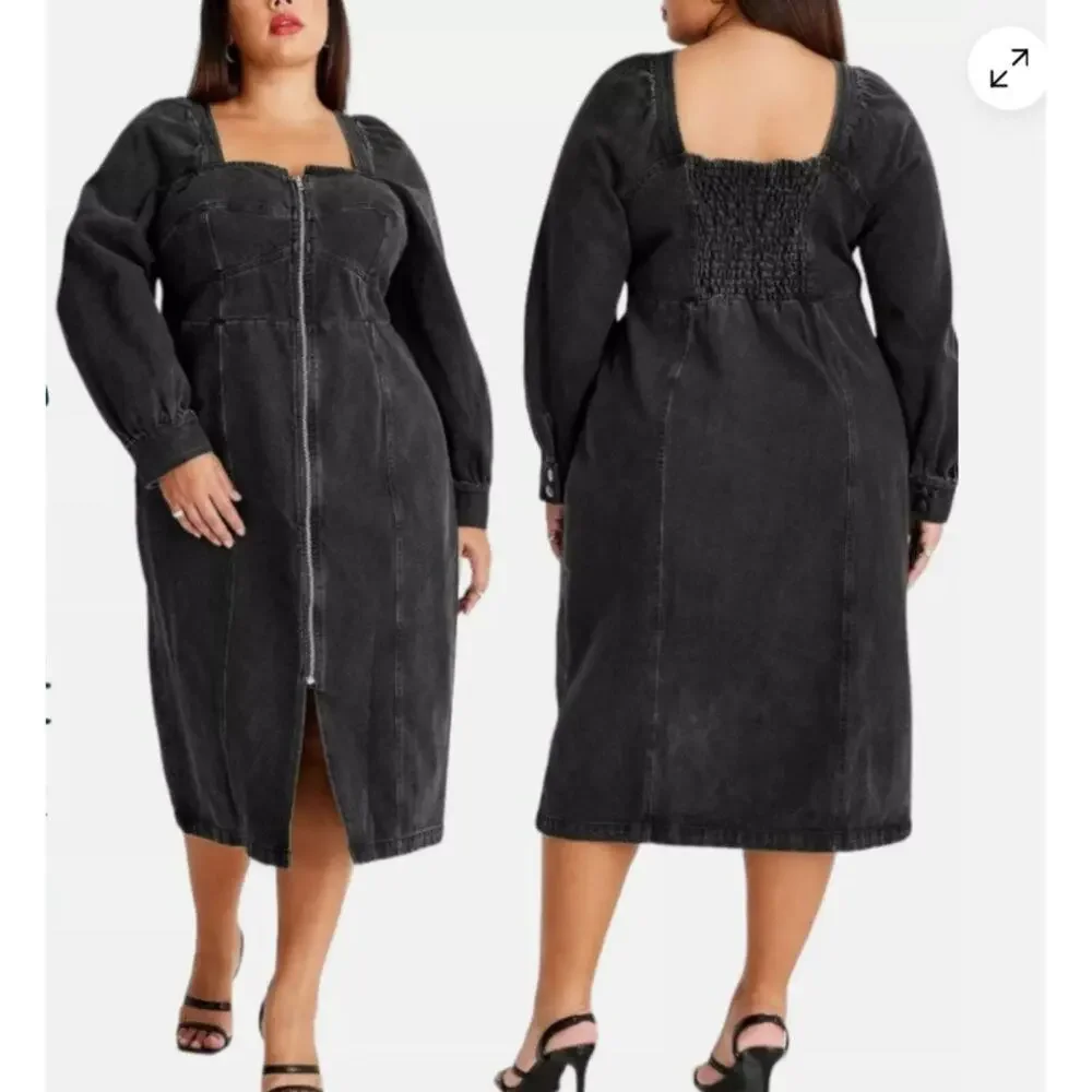 Elegant Black Midi Dress - Picture 4 of 9